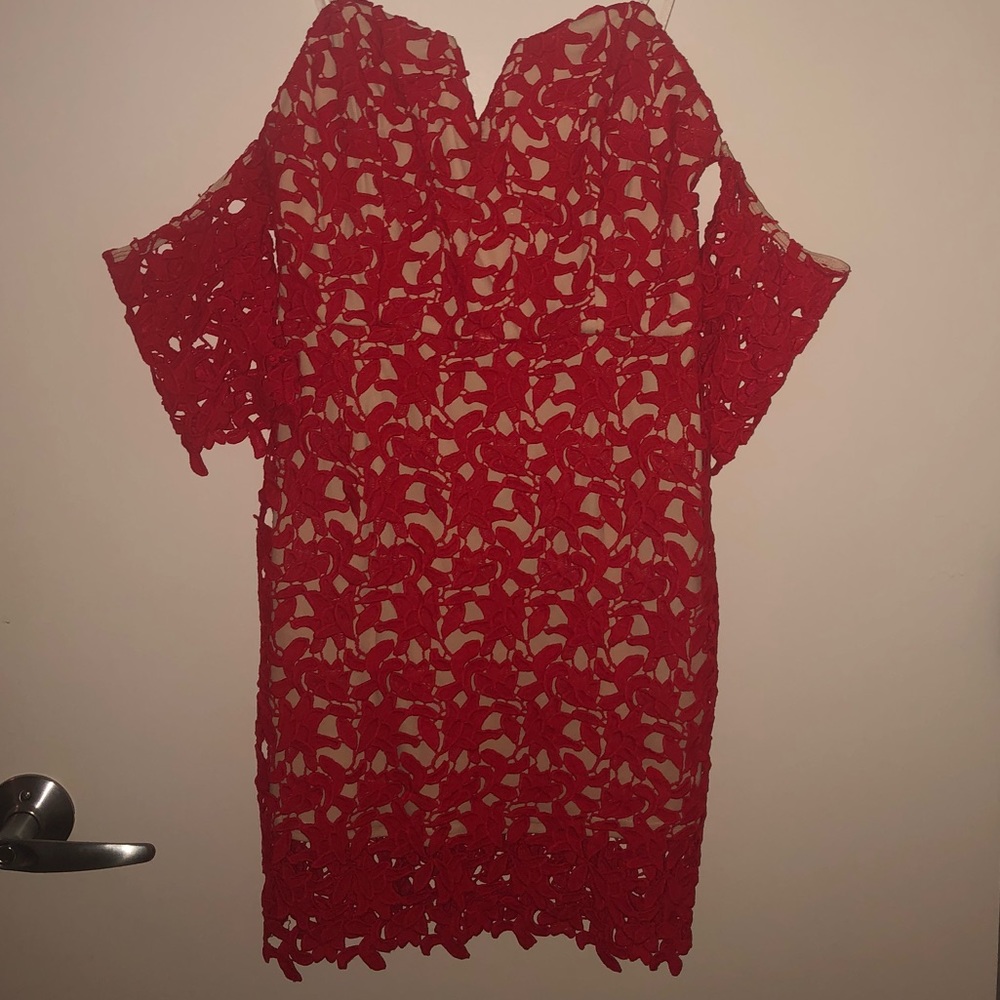 Red lace dress